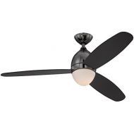 Westinghouse 7201700 Troy Two-Light 52 Plywood Three-Blade Indoor Ceiling Fan, Gun Metal with Opal Frosted Glass
