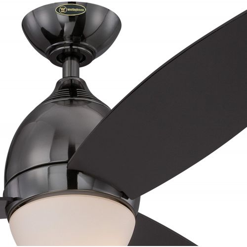  Westinghouse 7201700 Troy Two-Light 52 Plywood Three-Blade Indoor Ceiling Fan, Gun Metal with Opal Frosted Glass