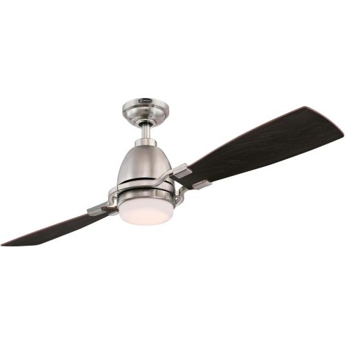  Westinghouse 7217700 Longo 54-Inch Brushed Nickel Indoor Ceiling Fan, Dimmable LED Light Kit with Frosted Opal Glass, Remote Control Included
