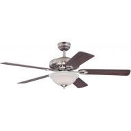 Westinghouse 7840000 Fairview Two-Light 52-Inch Reversible Five-Blade Indoor Ceiling Fan, Brushed Nickel with Frosted Glass Bowl