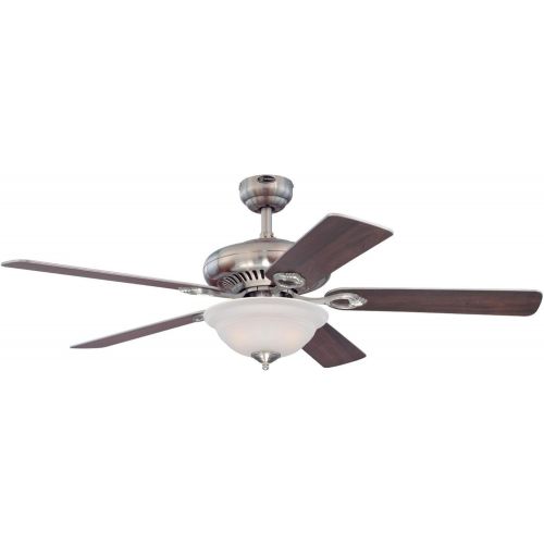  Westinghouse 7840000 Fairview Two-Light 52-Inch Reversible Five-Blade Indoor Ceiling Fan, Brushed Nickel with Frosted Glass Bowl