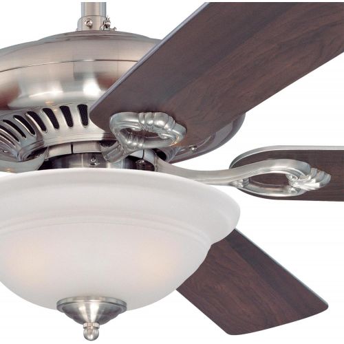  Westinghouse 7840000 Fairview Two-Light 52-Inch Reversible Five-Blade Indoor Ceiling Fan, Brushed Nickel with Frosted Glass Bowl