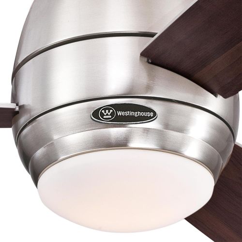  Westinghouse 7217900 Halley 44-Inch Brushed Nickel Indoor Ceiling Fan, LED Light Kit with Frosted Opal Glass, Remote Control Included