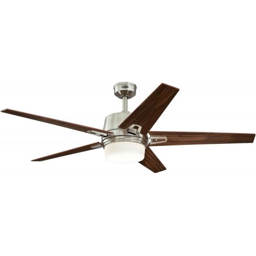  Westinghouse 7204600 Zephyr 56-Inch Brushed Nickel Indoor Ceiling Fan, Dimmable LED Light Kit with Opal Frosted Glass, Remote Control Included