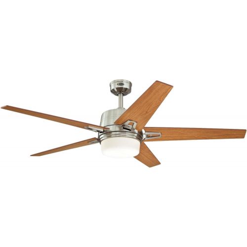  Westinghouse 7204600 Zephyr 56-Inch Brushed Nickel Indoor Ceiling Fan, Dimmable LED Light Kit with Opal Frosted Glass, Remote Control Included