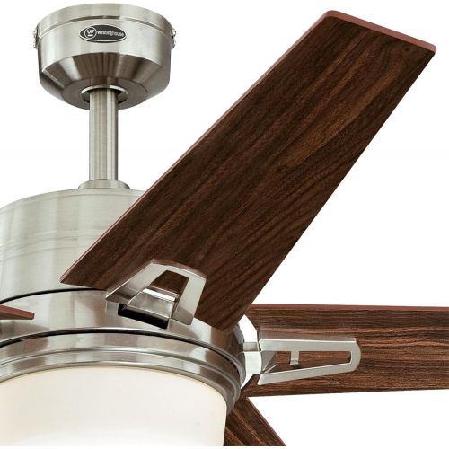  Westinghouse 7204600 Zephyr 56-Inch Brushed Nickel Indoor Ceiling Fan, Dimmable LED Light Kit with Opal Frosted Glass, Remote Control Included