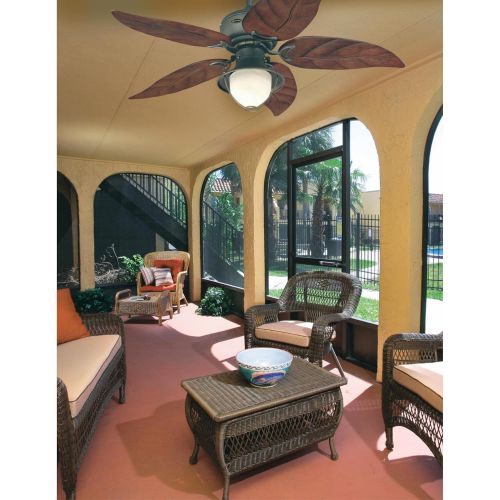  Westinghouse 7861920 Oasis Single-Light 48-Inch Five-Blade IndoorOutdoor Ceiling Fan, Oil Rubbed Bronze with Yellow Alabaster Glass