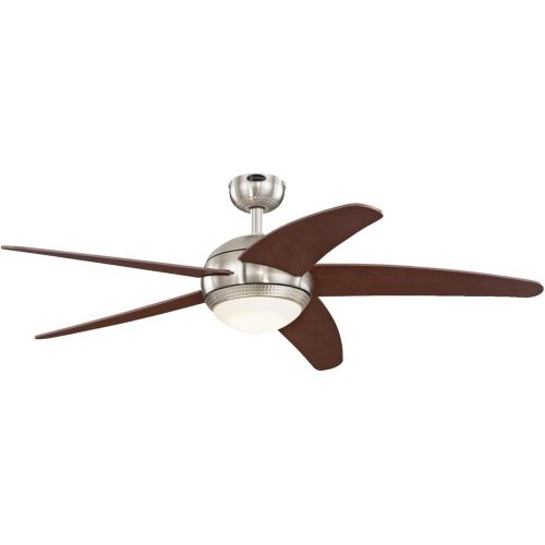  Westinghouse Lighting Westinghouse 7255700 Bendan 52-Inch Satin Chrome Indoor Ceiling Fan, Light Kit with Opal Frosted Glass, Remote Control Included