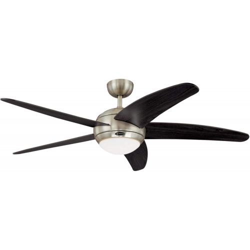  Westinghouse Lighting Westinghouse 7255700 Bendan 52-Inch Satin Chrome Indoor Ceiling Fan, Light Kit with Opal Frosted Glass, Remote Control Included