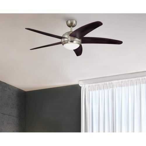  Westinghouse Lighting Westinghouse 7255700 Bendan 52-Inch Satin Chrome Indoor Ceiling Fan, Light Kit with Opal Frosted Glass, Remote Control Included