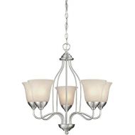 Westinghouse 6226800 Clinton Five-Light Interior Chandelier, 23 x 23 x 22.13, Satin Nickel Finish with White Alabaster Glass