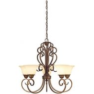 Westinghouse 6220600 Regal Springs Five-Light Interior Chandelier, Ebony Gold Finish with Burnt Scavo Glass
