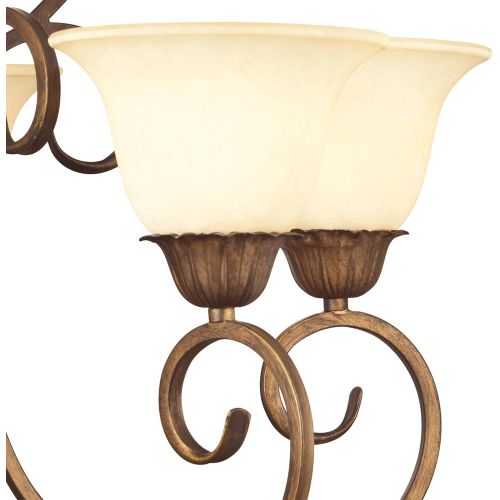  Westinghouse 6220600 Regal Springs Five-Light Interior Chandelier, Ebony Gold Finish with Burnt Scavo Glass