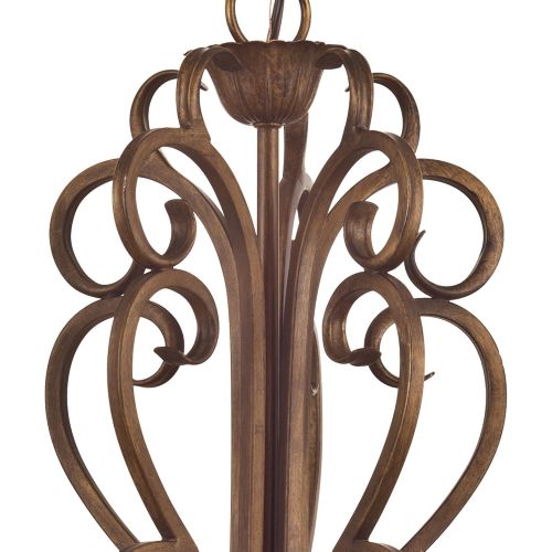  Westinghouse 6220600 Regal Springs Five-Light Interior Chandelier, Ebony Gold Finish with Burnt Scavo Glass