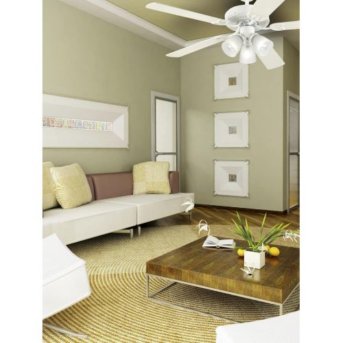  Westinghouse 7804320 Vintage Three-Light 52-Inch Reversible Five-Blade Indoor Ceiling Fan, Polished Brass with Clear Ribbed Glass Shades