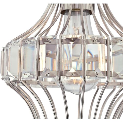  Westinghouse 6106200 One-Light Indoor Pendant, Matte Black Finish with Crystal Prism Cage Shade