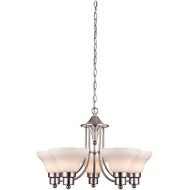 Westinghouse 6228000 Swanstone Five-Light Interior Chandelier, Satin Nickel Finish with White Opal Glass
