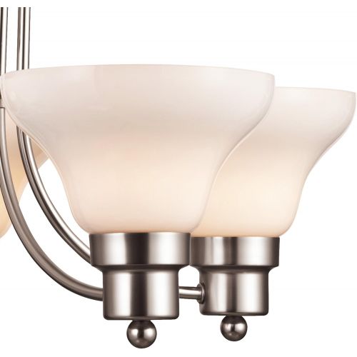  Westinghouse 6228000 Swanstone Five-Light Interior Chandelier, Satin Nickel Finish with White Opal Glass