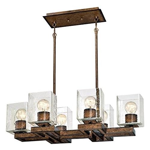  Westinghouse 6334500 Manchester Six-Light Indoor Chandelier, Barnwood Finish with Clear Seeded Glass