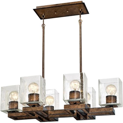  Westinghouse 6334500 Manchester Six-Light Indoor Chandelier, Barnwood Finish with Clear Seeded Glass