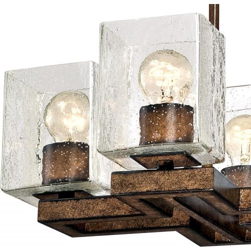  Westinghouse 6334500 Manchester Six-Light Indoor Chandelier, Barnwood Finish with Clear Seeded Glass