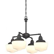 Westinghouse 6342000 Scholar Four-Light Indoor Convertible ChandelierSemi-Flush Ceiling Fixture, Oil Rubbed Bronze Finish with White Opal Glass