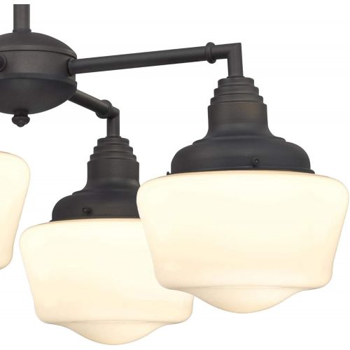  Westinghouse 6342000 Scholar Four-Light Indoor Convertible ChandelierSemi-Flush Ceiling Fixture, Oil Rubbed Bronze Finish with White Opal Glass