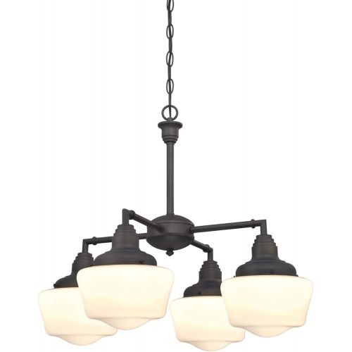  Westinghouse 6342000 Scholar Four-Light Indoor Convertible ChandelierSemi-Flush Ceiling Fixture, Oil Rubbed Bronze Finish with White Opal Glass