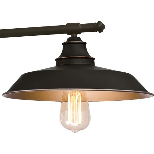  Westinghouse 6332500 Iron Hill Three-Light Indoor Island Pulley Pendant, Oil Rubbed Finish with Highlights and Metallic Bronze Interior