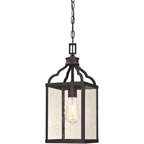  Westinghouse 6359300 Cardinal One-Light, Oil Rubbed Bronze Finish with Highlights and Clear Seeded Glass Outdoor Pendant, HI