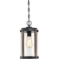 Westinghouse 6358900 Armin One-Light, Textured Black Finish with Barnwood Accents and Clear Seeded Glass Outdoor Pendant