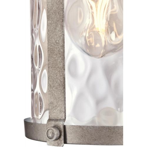  Westinghouse 6358900 Armin One-Light, Textured Black Finish with Barnwood Accents and Clear Seeded Glass Outdoor Pendant