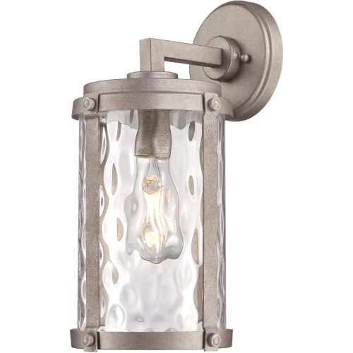  Westinghouse 6358900 Armin One-Light, Textured Black Finish with Barnwood Accents and Clear Seeded Glass Outdoor Pendant