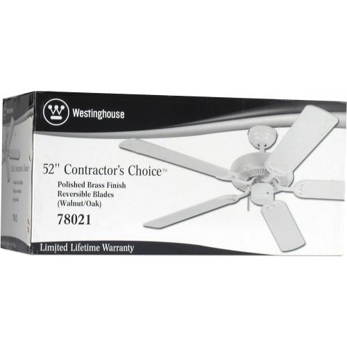  Westinghouse 78021 52-Inch Contractors Choice Ceiling Fan, Polished Brass