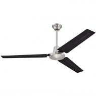 Westinghouse 7800300 Industrial 56-Inch Three-Blade Indoor Ceiling Fan, Brushed Nickel Finish with Black Steel Blades