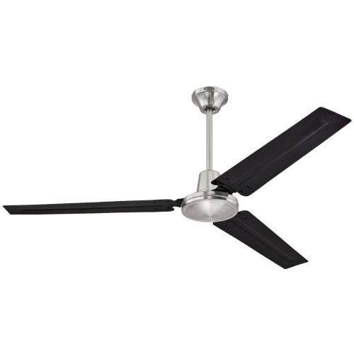  Westinghouse 7800300 Industrial 56-Inch Three-Blade Indoor Ceiling Fan, Brushed Nickel Finish with Black Steel Blades