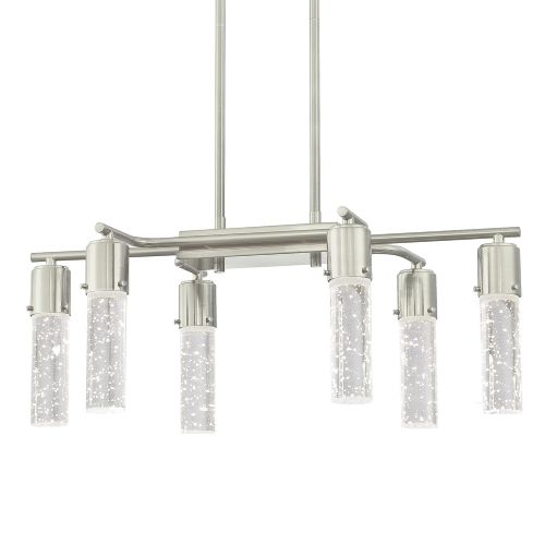  Westinghouse Lighting 6329800 Cava Six-Light LED Indoor Chandelier, Brushed Nickel Finish with Bubble Glass, 6