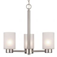 Westinghouse Lighting Westinghouse 6227500 Sylvestre Three-Light Interior Chandelier, Brushed Nickel Finish with Frosted Seeded Glass, 18.25 x 18.25 x 17.63