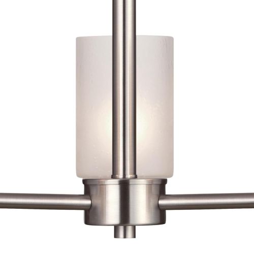  Westinghouse Lighting Westinghouse 6227500 Sylvestre Three-Light Interior Chandelier, Brushed Nickel Finish with Frosted Seeded Glass, 18.25 x 18.25 x 17.63