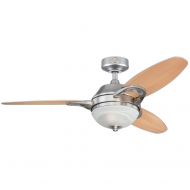 Westinghouse Lighting Westinghouse 7877500 Arcadia Two-Light 46-Inch Reversible Three-Blade Indoor Ceiling Fan, Brushed Nickel with Frosted White Alabaster Glass, Works with Alexa