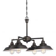 Westinghouse Lighting Westinghouse 6343300 Iron Hill Four-Light Indoor Convertible Chandelier/Semi-Flush Ceiling Fixture, Oil Rubbed Bronze Finish with Highlights and Metal Shades,
