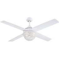 Westinghouse Lighting 7226200 Kelcie, Contemporary LED Ceiling Fan with Light and Remote Control, 52 Inch, White Finish, Crystal Jewel Shade