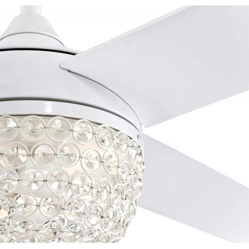  Westinghouse Lighting 7226200 Kelcie, Contemporary LED Ceiling Fan with Light and Remote Control, 52 Inch, White Finish, Crystal Jewel Shade