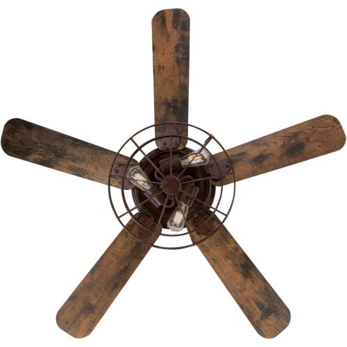  Westinghouse Lighting 7220500 Barnett 48-Inch Barnwood Indoor, Dimmable LED Light Kit with Cage Shade, Remote Control Included Ceiling Fan