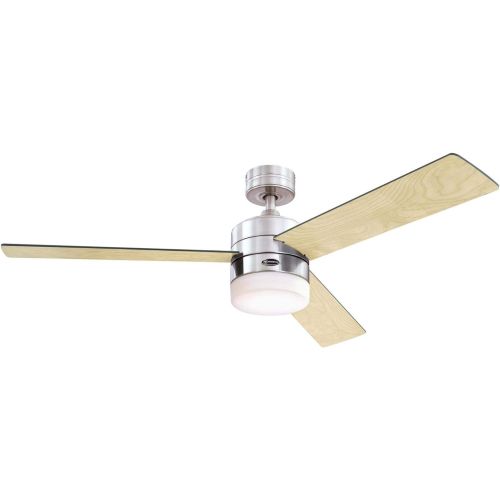  Westinghouse Lighting 7225700 Alta Vista, Modern LED Ceiling Fan with Light and Remote Control, 52 Inch, Brushed Nickel Finish, Opal Frosted Glass