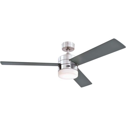  Westinghouse Lighting 7225700 Alta Vista, Modern LED Ceiling Fan with Light and Remote Control, 52 Inch, Brushed Nickel Finish, Opal Frosted Glass