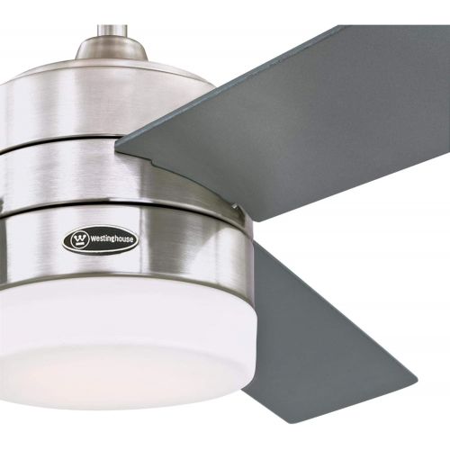  Westinghouse Lighting 7225700 Alta Vista, Modern LED Ceiling Fan with Light and Remote Control, 52 Inch, Brushed Nickel Finish, Opal Frosted Glass