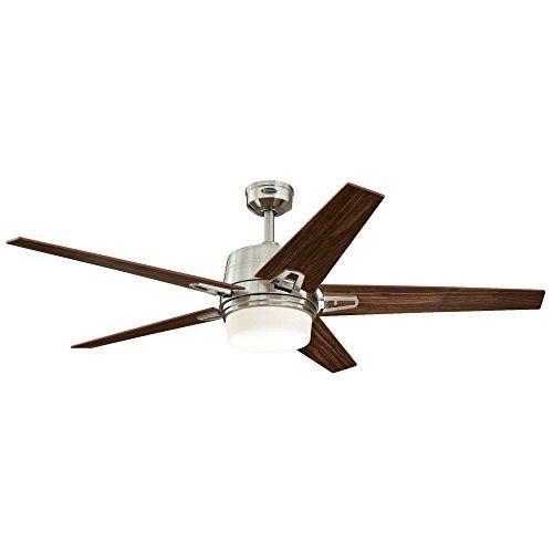  Westinghouse Lighting 7204600 Brushed Nickel, Remote Control Included Zephyr 56-inch Indoor Ceiling Fan, Dimmable LED Light Kit with Opal Frosted Glass