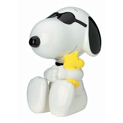  Westland Vintage RARE Peanuts Joe Cool Snoopy & Woodstock Large Ceramic Bank