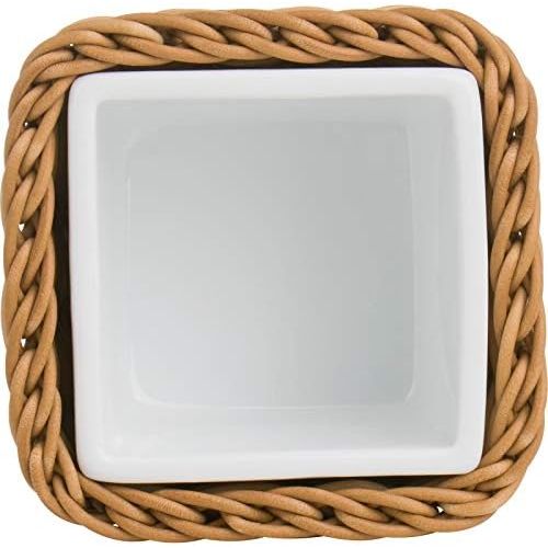  Besuchen Sie den Westmark-Store Saleen Koerbchen mit herausnehmbarer Porzellan-Schale, Gastrotauglich, Quadratisch, Masse: 9,5 x 9,5 x 7,5 cm, Kunststofffaser/Porzellan, Beige/Weiss, 02100804160